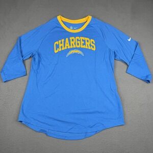 Los Angeles Chargers Shirt Womens Large Blue NFL Football Raglan 3/4 Sleeve Nike